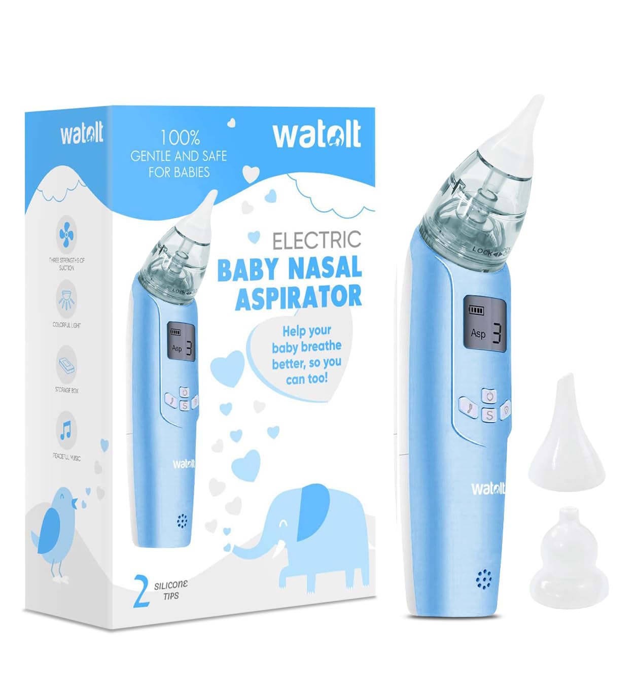 Watolt automatic baby nasal aspirator in cream and mint